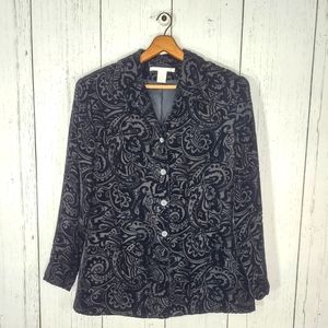 Annie Alexander Silk & Rayon Burnout Velvet Blazer